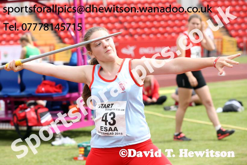 Inter girls javelin, 2015 English Schools Track and Field Champs., Gateshead Stadium. Photo: David T. Hewitson/Sports for All Pics